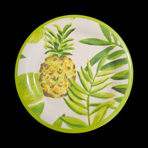 Tropical Pineapple Melamine Plates Set of 4 Outdoor Collection Green